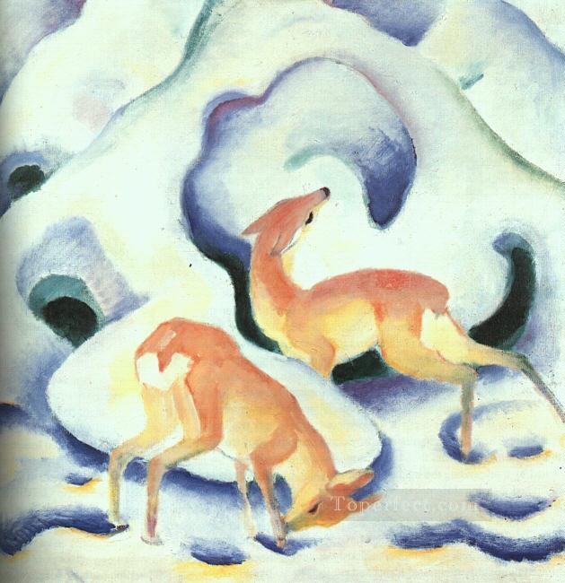 Ciervo en la nieve Franz Marc Pintura al óleo